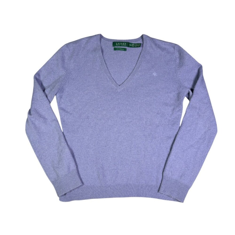 Lauren Ralph Lauren Classic V-neck 100% Cashmere Sweater Women's Petite Medium